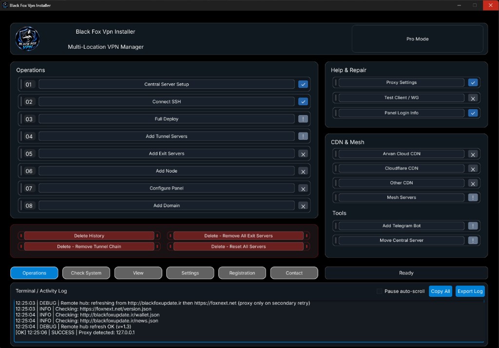 Windows Pro Mode dashboard